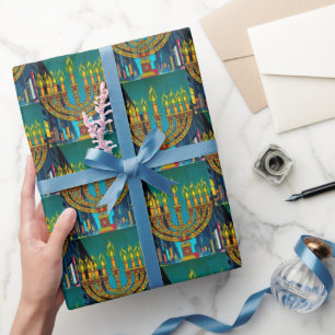 City Menorah Wrapping Paper