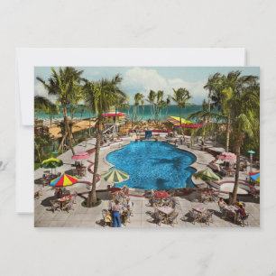 City - Miami FL - Sitting poolside 1941 Invitation