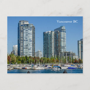 City near the beach Vancouver BC Postcard