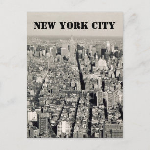 city new york b&w postcard