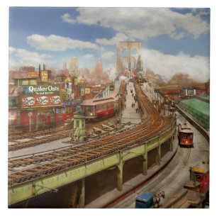 City - New York - The Brooklyn bridge from 1903 Ceramic Tile
