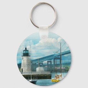 City - Newport RI - The Newport lighthouse Key Ring