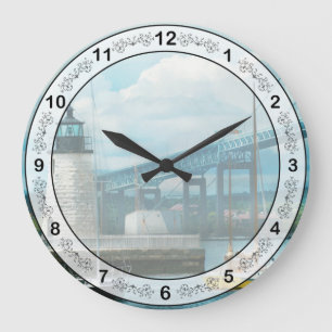 City - Newport RI - The Newport lighthouse Large Clock