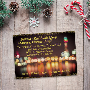 City Night Lights Corporate Christmas Party Invitation