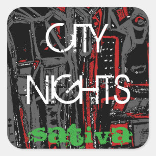 CITY NIGHTS SATIVA SQUARE STICKER