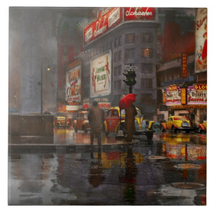 City - NY - A rainy day in New York City 1943 Ceramic Tile