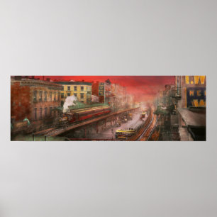 City - NY - Rush hour traffic - 1900 Poster