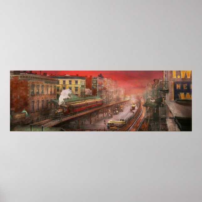 City - NY - Rush hour traffic - 1900 Poster (Front)