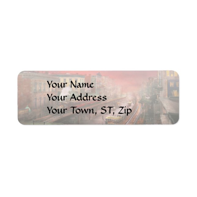 City - NY - Rush hour traffic - 1900 Return Address Label (Front)