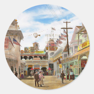 City - NY - The Great Steeplechase 1903 Classic Round Sticker