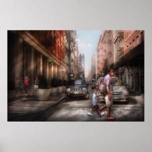 City - NY - Walking down Mercer Street Poster