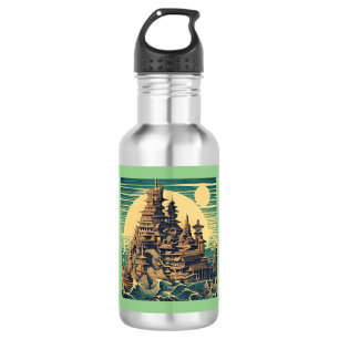 City of Atlantis 4 - Woodblock Style 532 Ml Water Bottle