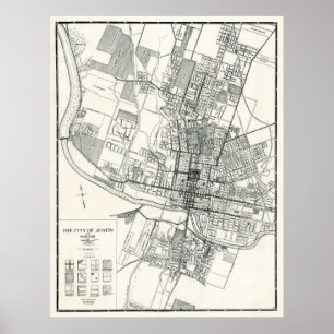 CITY of AUSTIN, TEXAS MAP 1925 Poster