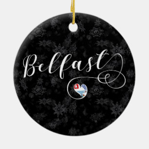 City of Belfast Flag In Heart Ceramic Ornament