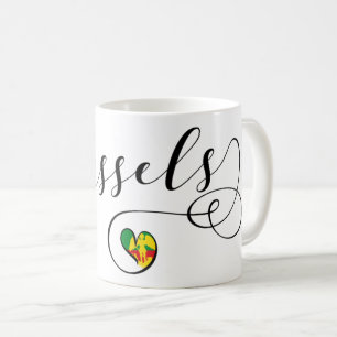 City of Brussels Flag In Heart Coffee Mug