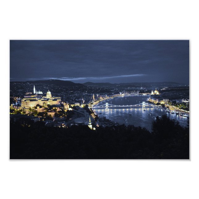 City of Budapest(Hungary) at Night Photo Print (Front)