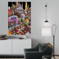 City of chocolate and candy | AI Art Poster