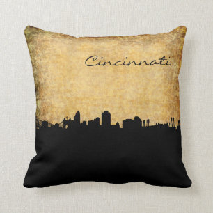 City of Cincinnati Ohio Skyline Rustic Pillow
