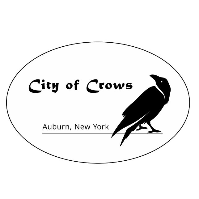 City of Crows Black and White Logo Tote Bag (Closeup of the graphic.)