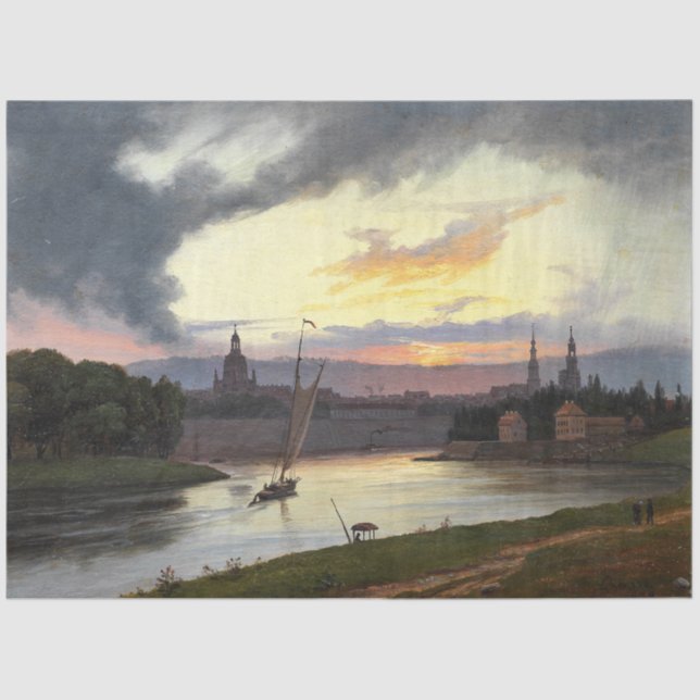 City of Dresden at Sunset (German Landscape) Tissue Paper (Front)