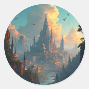 City Of Echoes – Ancient Cityscape Classic Round Sticker