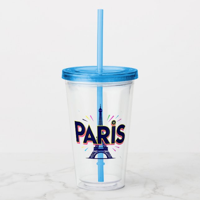 City of Lights: Bold Paris Typography Art Acrylic Tumbler (Front)
