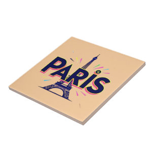 City of Lights: Bold Paris Typography Art Ceramic Tile