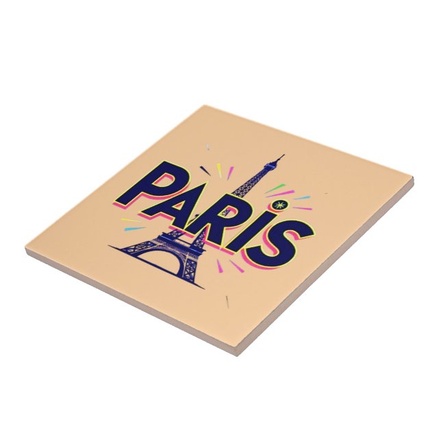 City of Lights: Bold Paris Typography Art Ceramic Tile (Side)