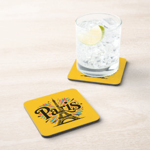 City of Lights: Bold Paris Typography Art Coaster