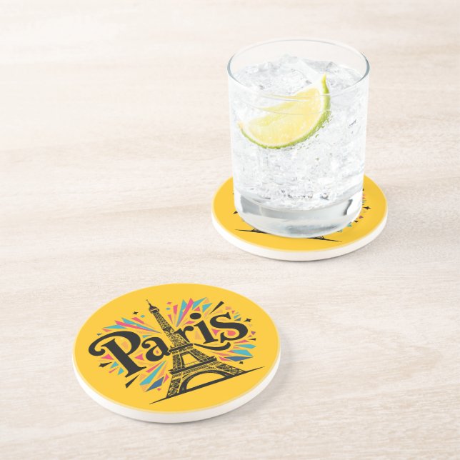 City of Lights: Bold Paris Typography Art Coaster (Side)