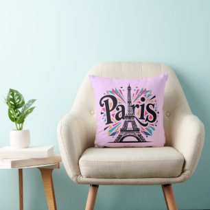City of Lights: Bold Paris Typography Art Cushion