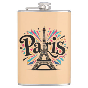 City of Lights: Bold Paris Typography Art Hip Flask