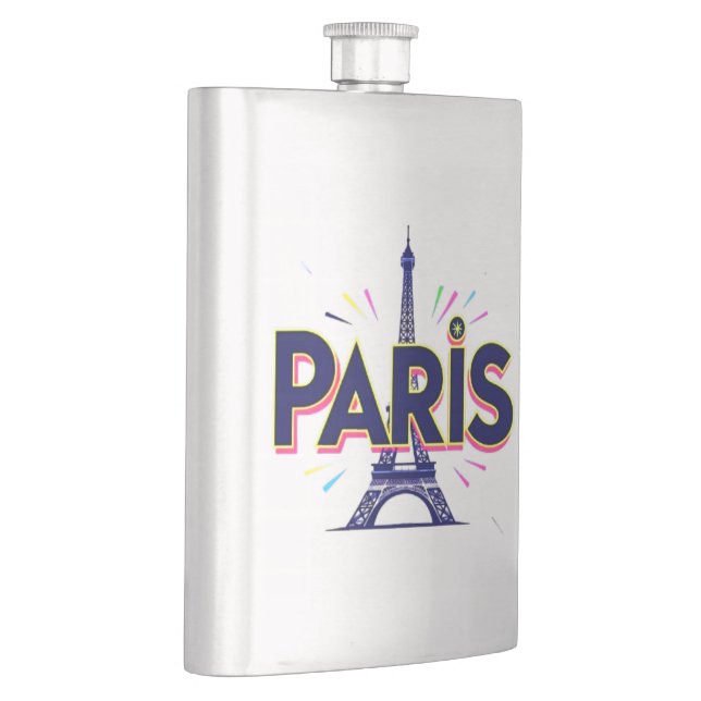 City of Lights: Bold Paris Typography Art Hip Flask (Right)