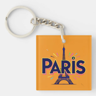 City of Lights: Bold Paris Typography Art Key Ring