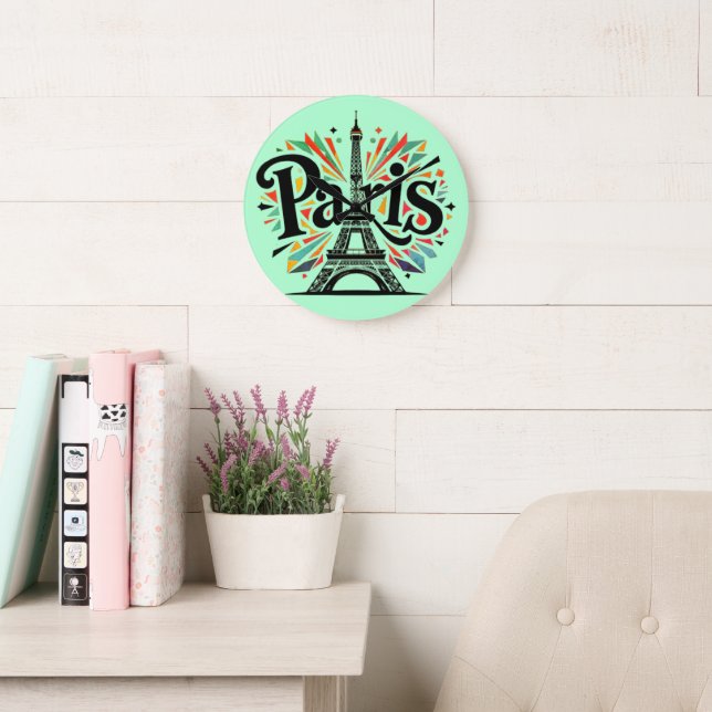 City of Lights: Bold Paris Typography Art Large Clock (Reading Room)