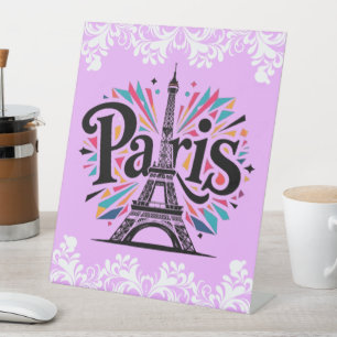 City of Lights: Bold Paris Typography Art Pedestal Sign