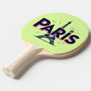 City of Lights: Bold Paris Typography Art Ping Pong Paddle