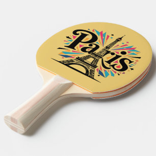 City of Lights: Bold Paris Typography Art Ping Pong Paddle