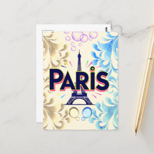 City of Lights: Bold Paris Typography Art Postcard
