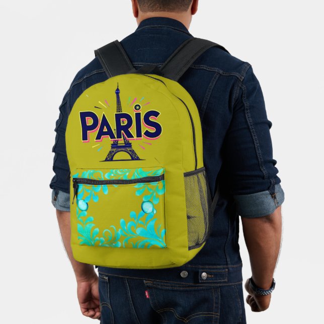 City of Lights: Bold Paris Typography Art Printed Backpack (Insitu (Model))