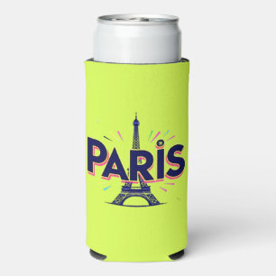 City of Lights: Bold Paris Typography Art Seltzer Can Cooler