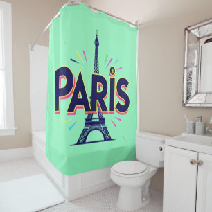 City of Lights: Bold Paris Typography Art Shower Curtain