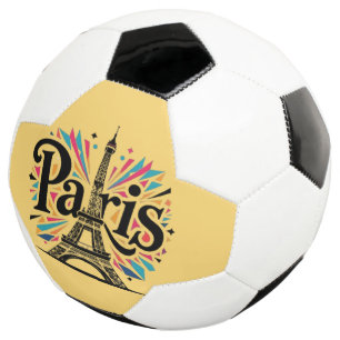 City of Lights: Bold Paris Typography Art Soccer Ball