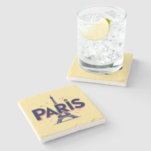 City of Lights: Bold Paris Typography Art Stone Coaster