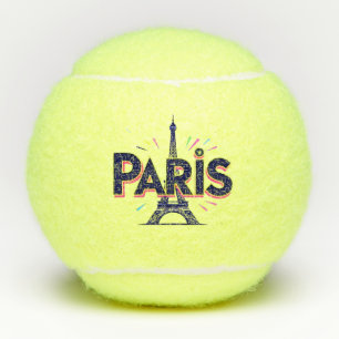 City of Lights: Bold Paris Typography Art Tennis Balls