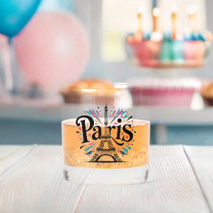 City of Lights: Bold Paris Typography Art Whiskey Glass