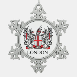 City of London coat of arms Snowflake Pewter Christmas Ornament