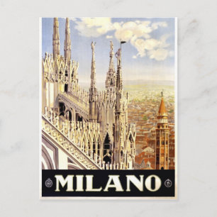 City of Milan Italian Travel Poster 1920 Postcard