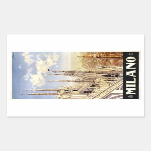 City of Milan Italian Travel Poster 1920 Rectangular Sticker