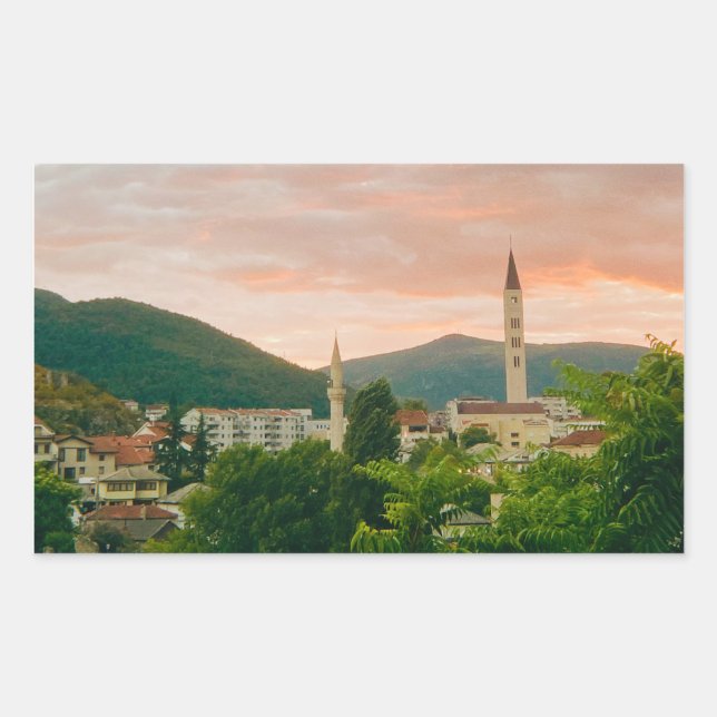 City of Mostar - Bosnia and Herzegovina  Rectangular Sticker (Front)